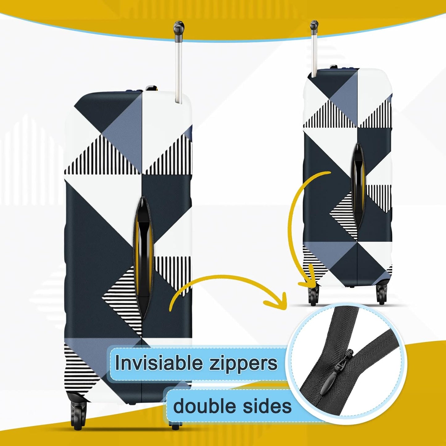 24 Inch PVC Luggage Protector Covers for TSA Approved Clear Suitcase Cover Protector Transparent Luggage Protective Cover Set (Triangle, Suitable for 23"-24")