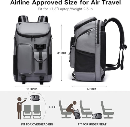Carry on Travel Backpack for Men Women,30L Multi-Pocket 17.3inch Laptop Backpack, Sports Gym Tennis Badminton Backpack with Shoe Compartment-Grey