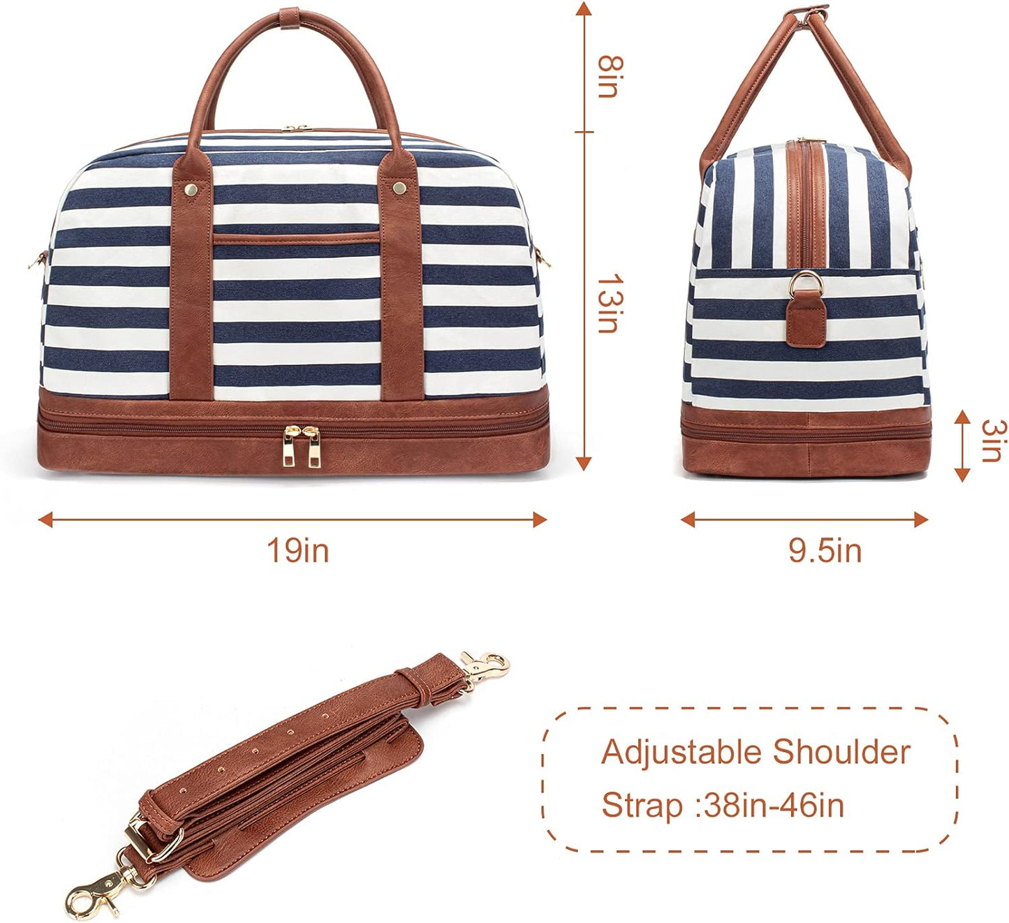 Weekender Bag for Women Canvas Overnight Bag Large Travel Tote Bag Carry on Shoulder Duffle Bag With Shoe Compartment,Perfect for Travel/Daily Use/Birthday Gift …