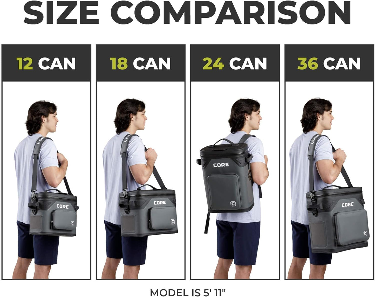 CORE Magnetic Leak Proof Soft Cooler with Waterproof Zipper | Insulated Bag Portable Ice Chest Box | Best Soft Cooler for Food & Beverages for Tailgating, Car Camping, Travel, and Family Beach Picnics