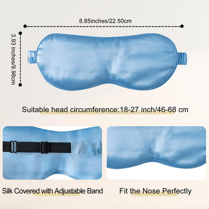 ZIMASILK Adjustable 100% 22 Momme Mulberry Silk Sleep Mask for Sleeping, Filled with Premium Mulberry Silk, Softest & Breathable Eye Sleeping Mask (Sky Blue)