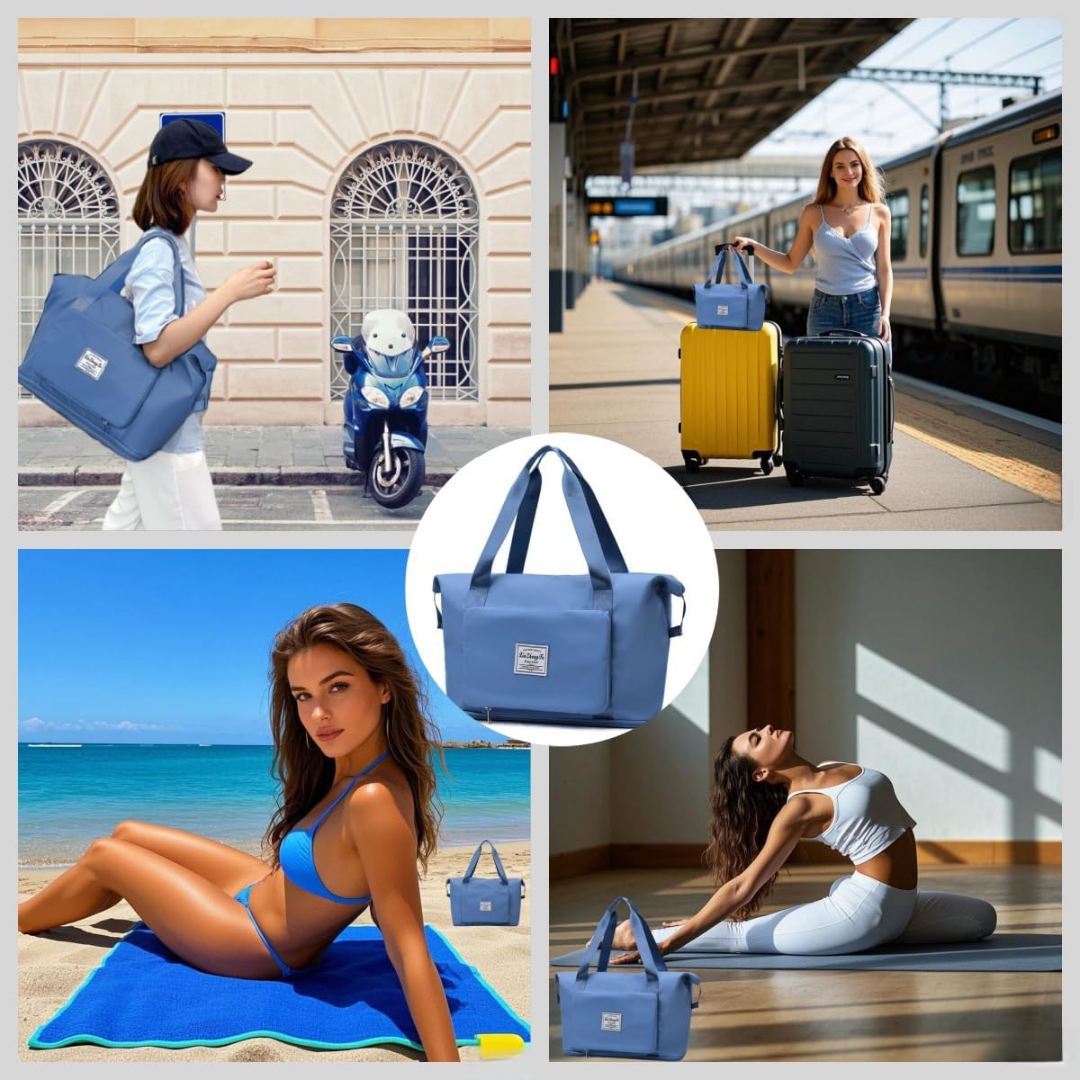 Large Capacity Foldable Travel Bag, Expandable lightweight Carry on Bag, Dry with Wet Separation Spor Duffel Bags