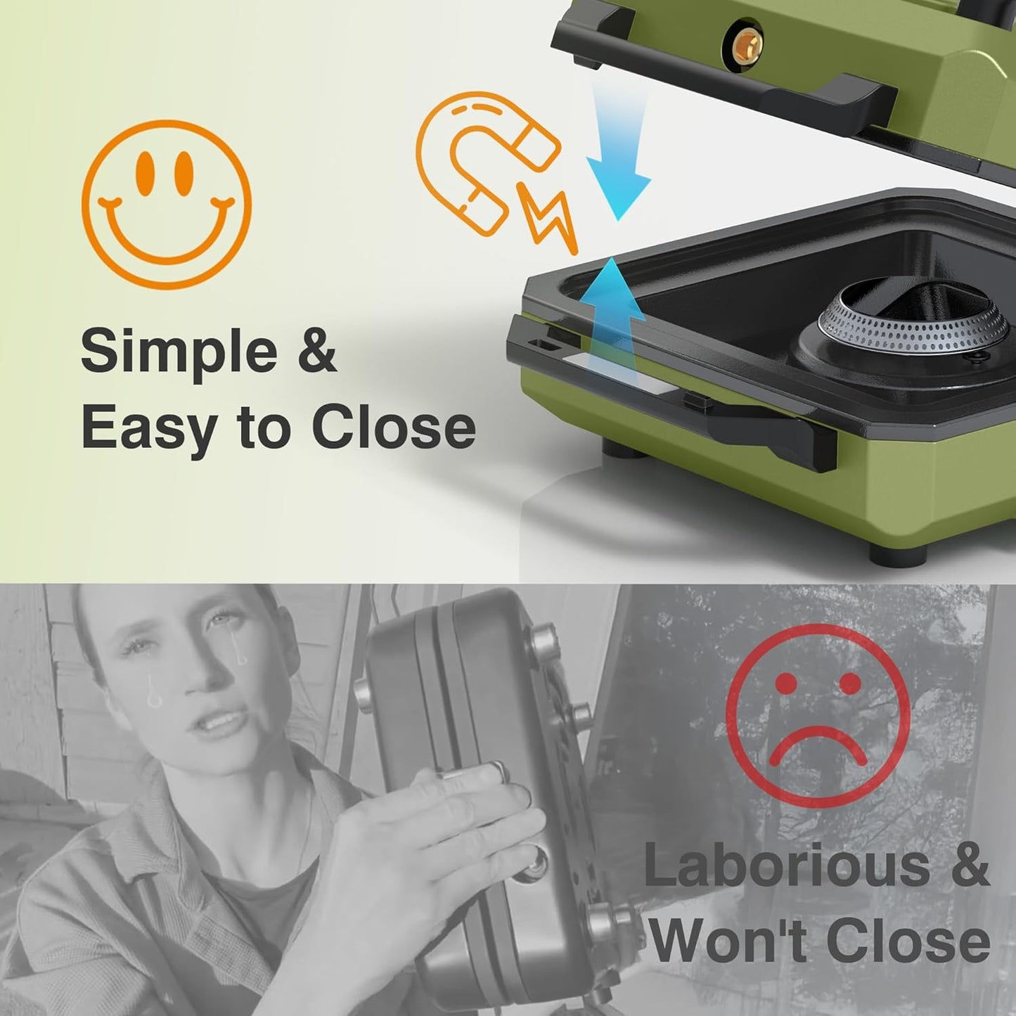 ODSD 2 Burner Camping Stove with Windshield, 20000 BTU Propane Camp Stove, Portable Folding Gas Stove, Camping Essentials Gears Includes Frying Pan, Coffee Stand & Carry Bag, Green