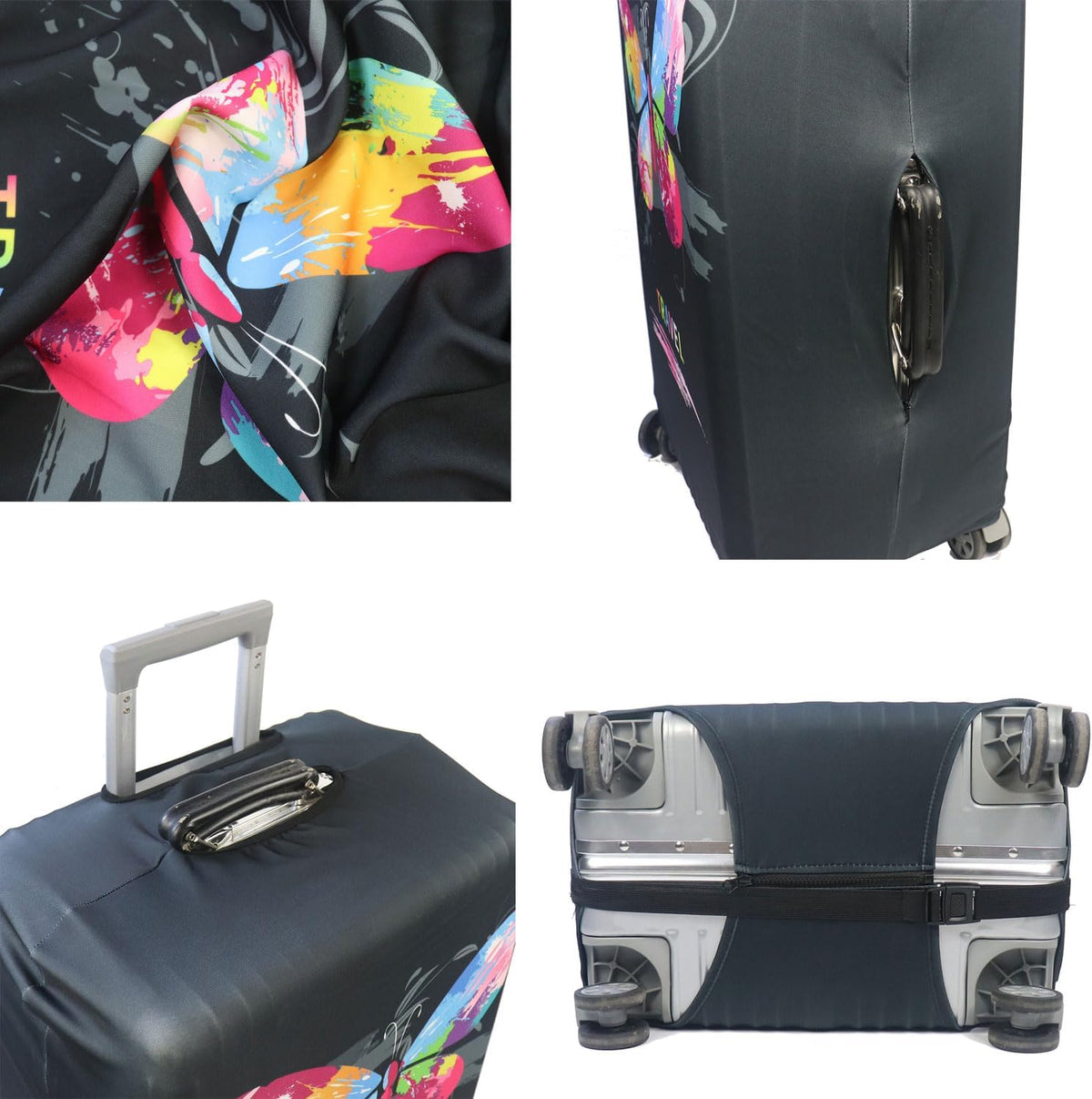 MosaiRudo Thicker Luggage Cover Elastic Suitcase Cover Protector Fits 18-32 Inch Suitcase Travel Accessories (Butterfly, M)