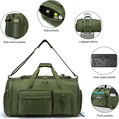 Lyweem Large Duffle Bag Backpack for Travel, 70L Heavy Duty Gym Duffel Bag with Shoes Compartment for Men & Women, Weekender Overnight Sports Backpack for Traveling