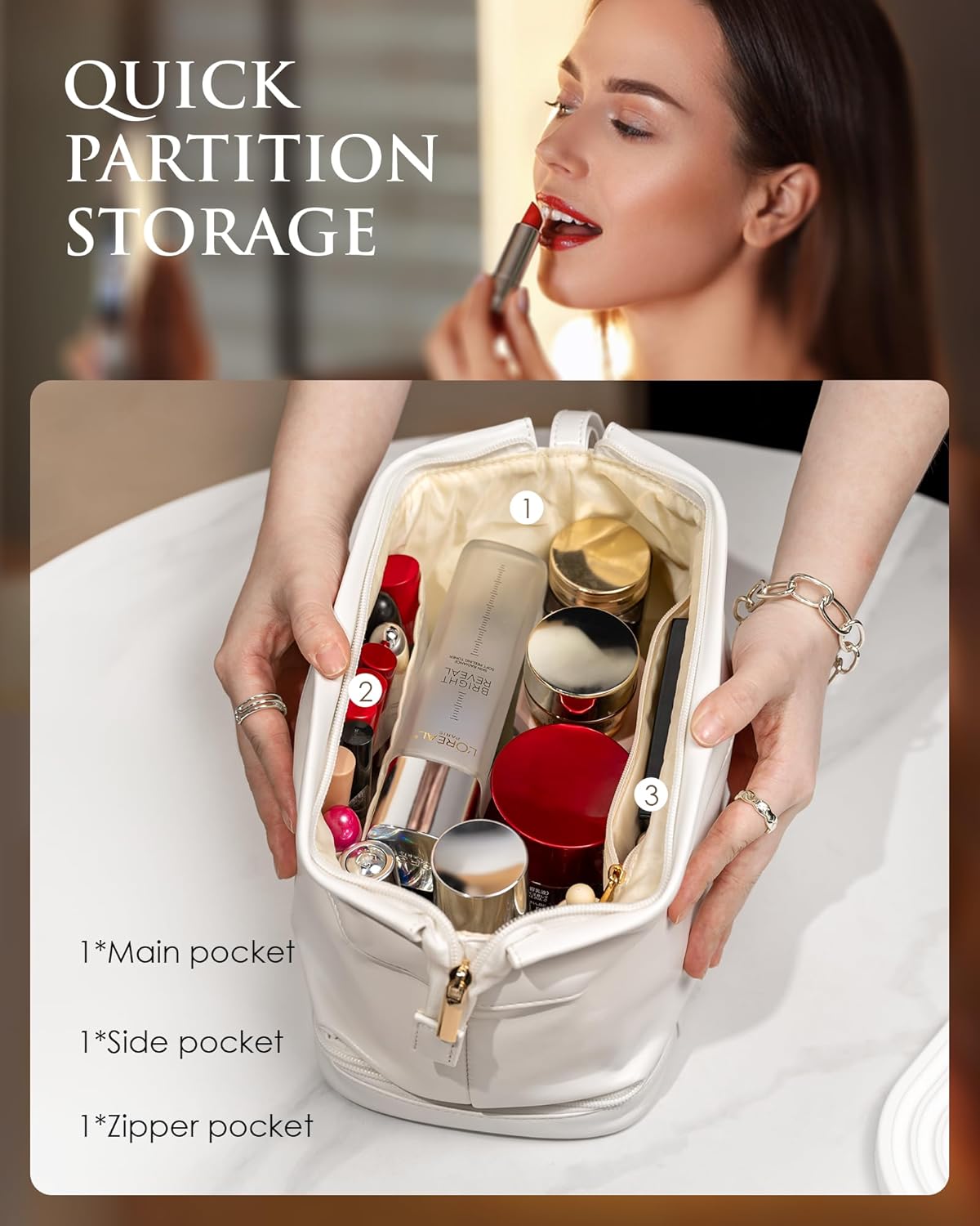 Gifts for Young Women-Appreciation Gifts, Makeup Bag for Women, Personalized Double Layer Cosmetic Bag with Makeup Brush Organizer, Travel Toiletry Bag Gift for Mom/Sister