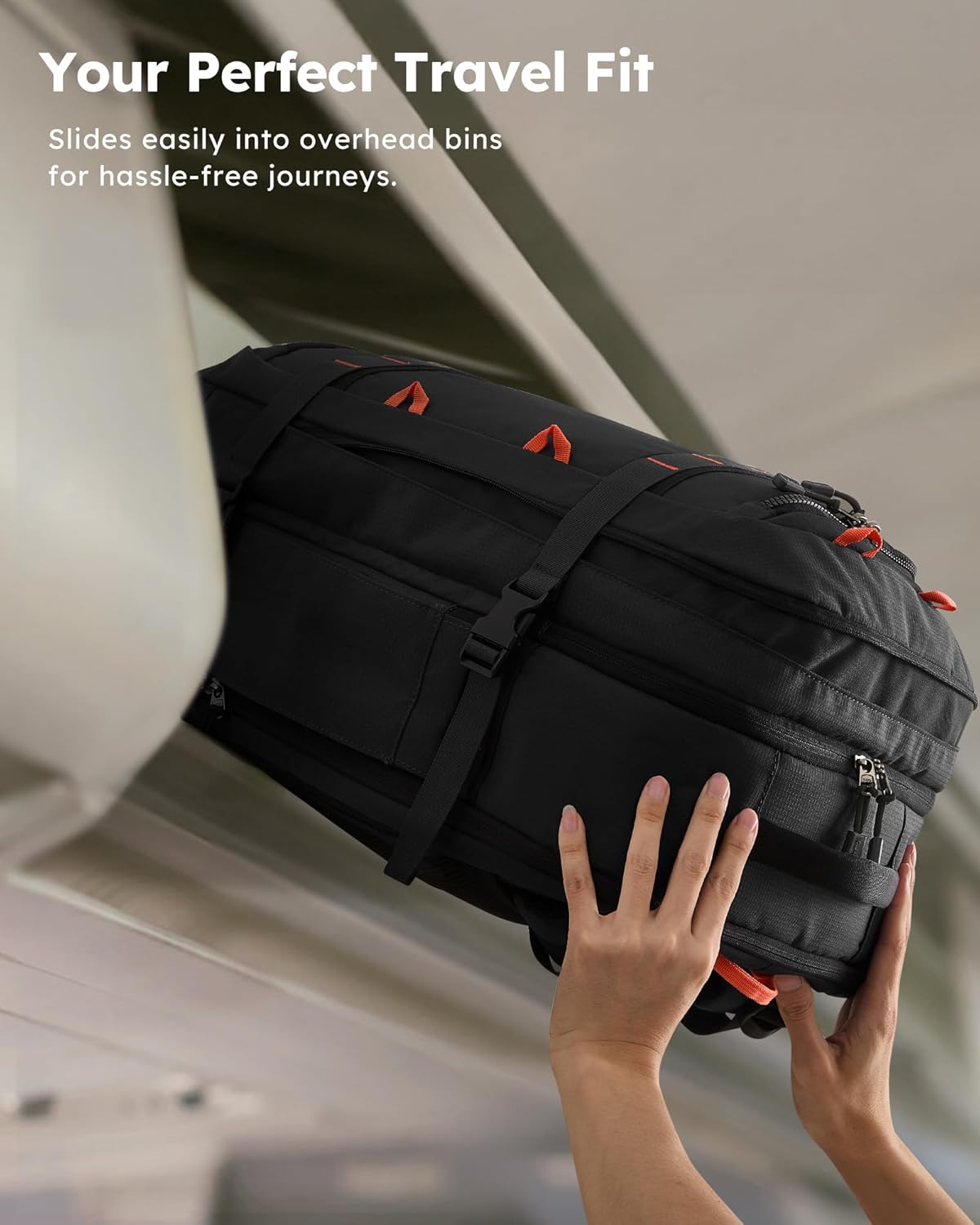 Tolaccea Travel Laptop Backpack, TSA Flight Approved Carry On Travel Duffel Backpack, Dual Laptop Storage for 17.3" and 15.6" Laptop, Large Luggage Backpack 40-45L Expandable for Men Women (Black)