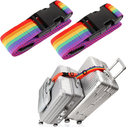 2Pack Luggage Straps Add Bag to Connect Two Suitcases, Adjustable Luggage Belt Connector for Carry On, Travel Attachment Accessories for Connect Your 3 Luggages, Multicolor