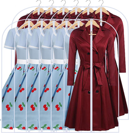Garment Bags for Hanging Clothes 24'' x 48'' (Set of 12) Coat Covers for Closet Foldable Washable Dress Bags for Hanging Clothes for Long Dress Dance Costumes Suits Gowns Coats