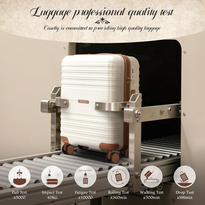 Luggage Sets with spinner wheels, PC+ABS Hard Shell Travel Luggage,Lightweight Carry-on suitcases with TSA Lock,YKK Zippers (Beige, 20 Inch)
