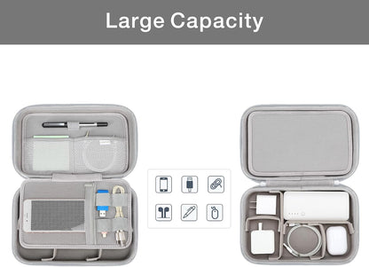 MOSISO Electronic Organizer Travel Case Compatible with MacBook Power Adapter, Compatible with Magic Mouse & Pencil, SD Card, USB Flash Disk with 4 Modular Insert & 2 Cable Tie & Snap Hook, Gray
