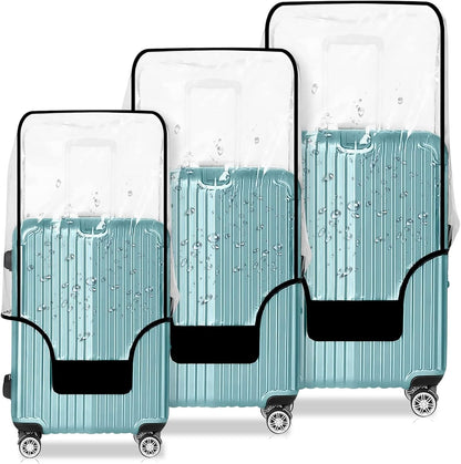 3 PCS Thicken Clear PVC Luggage Cover Protectors for TSA Approved 20" 24" 28" suitcase covers for luggage,Waterproof Dustproof Anti-scratch Travel Suitcase Cover Set