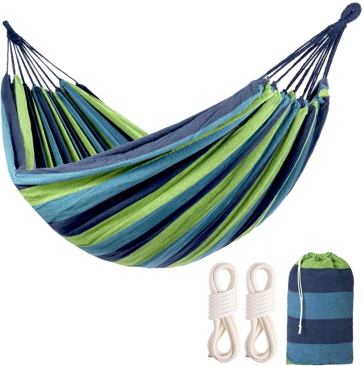 Camping Hammocks for Backyard Hanging Sturdy Garden Comfortable Fabric Hammock Indoor Tree Straps Up to 616lbs Weight Capacity with Travel Bag for Camping Portable Outdoor Patio (Cyan)