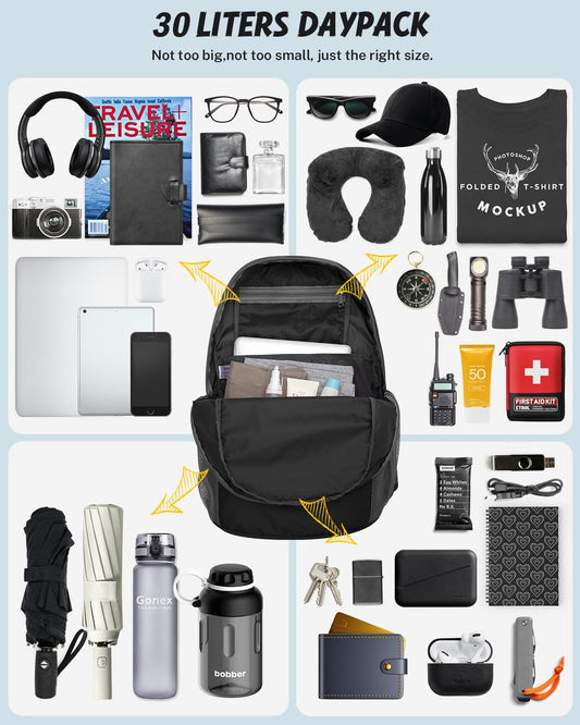 Gonex 30L Ultra Lightweight Packable Backpack, Handy Foldable Daypack for Camping Outdoor Travel Cycling Backpacking