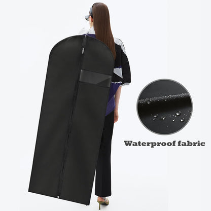 Dress Bags for Gowns Long, 65'' Garment Bags for Hanging Clothes, Suit Bag Cover for Storage and Travel, 2 Pack (Black)