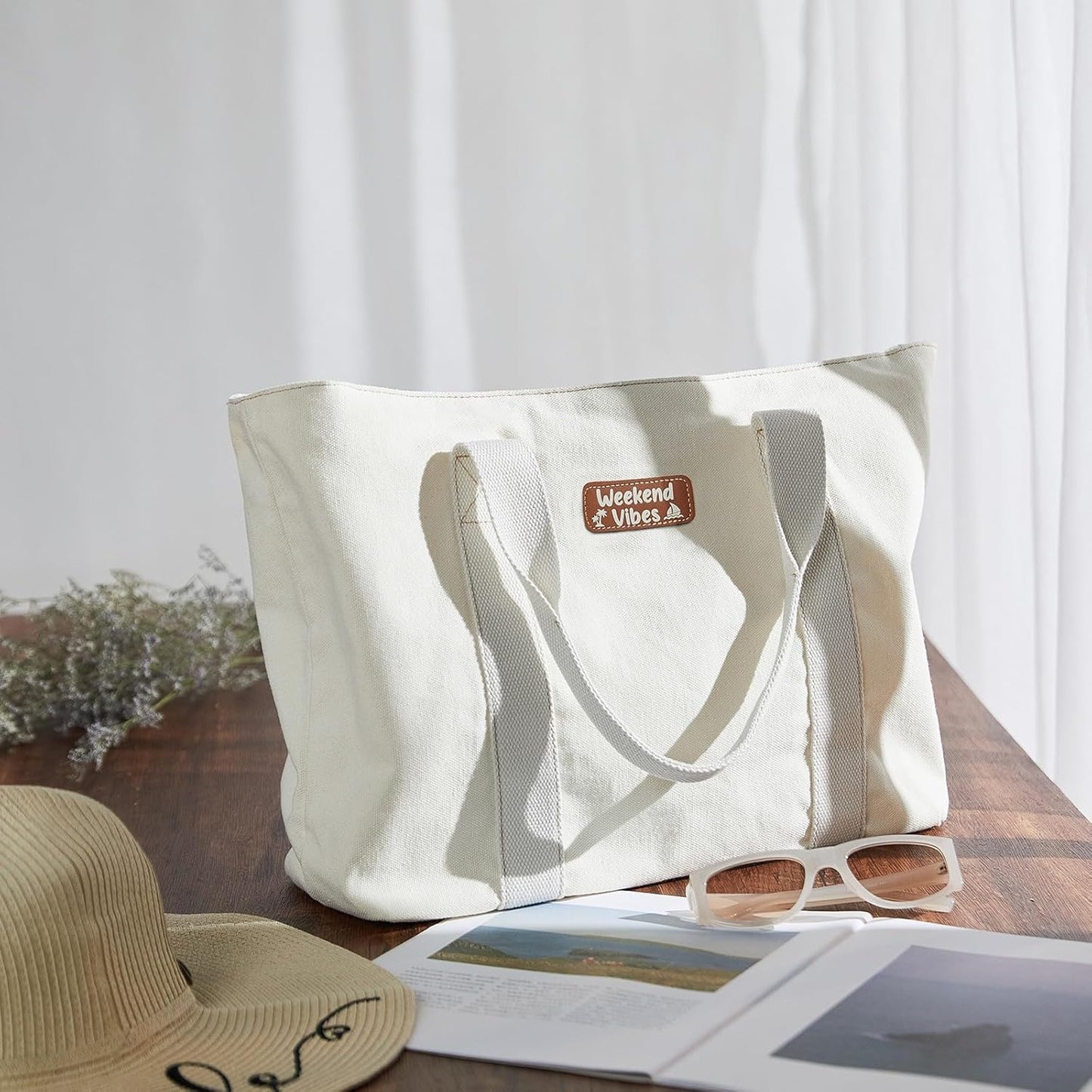 AW BRIDAL Monogram Canvas Tote Bag for Chrismas, Bridal Shower, Retirement, Birthday Gifts for Women Mom Wife Sister Friends