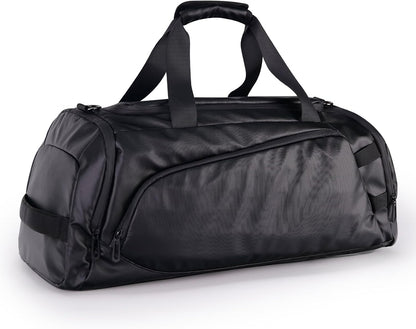 Duffle Bag for Travel, Carry on Gym Bag for Men, Waterproof Sport Bags with Shoe Compartment, 40L Lightweight Weekender Bag for Camping, Hiking, Trips - Black (Basic)