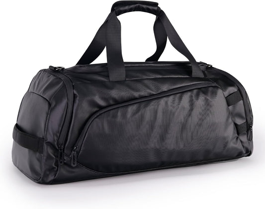 Duffle Bag for Travel, Carry on Gym Bag for Men, Waterproof Sport Bags with Shoe Compartment, 40L Lightweight Weekender Bag for Camping, Hiking, Trips - Black (Basic)