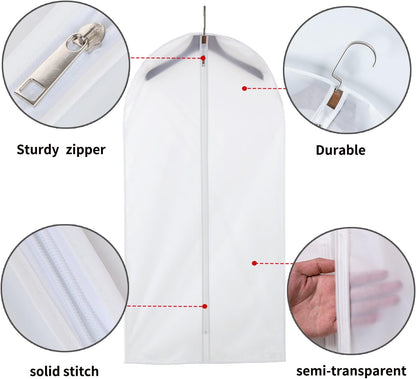 Clear Garment Bags Clothes Covers Protecting Dusts (Set of 12) for Storage Plastic Garment Bags Hanging Clothes Bags Dress Bag for Gowns Long with Zipper for Closet - 24'' x 40''/12 Pack
