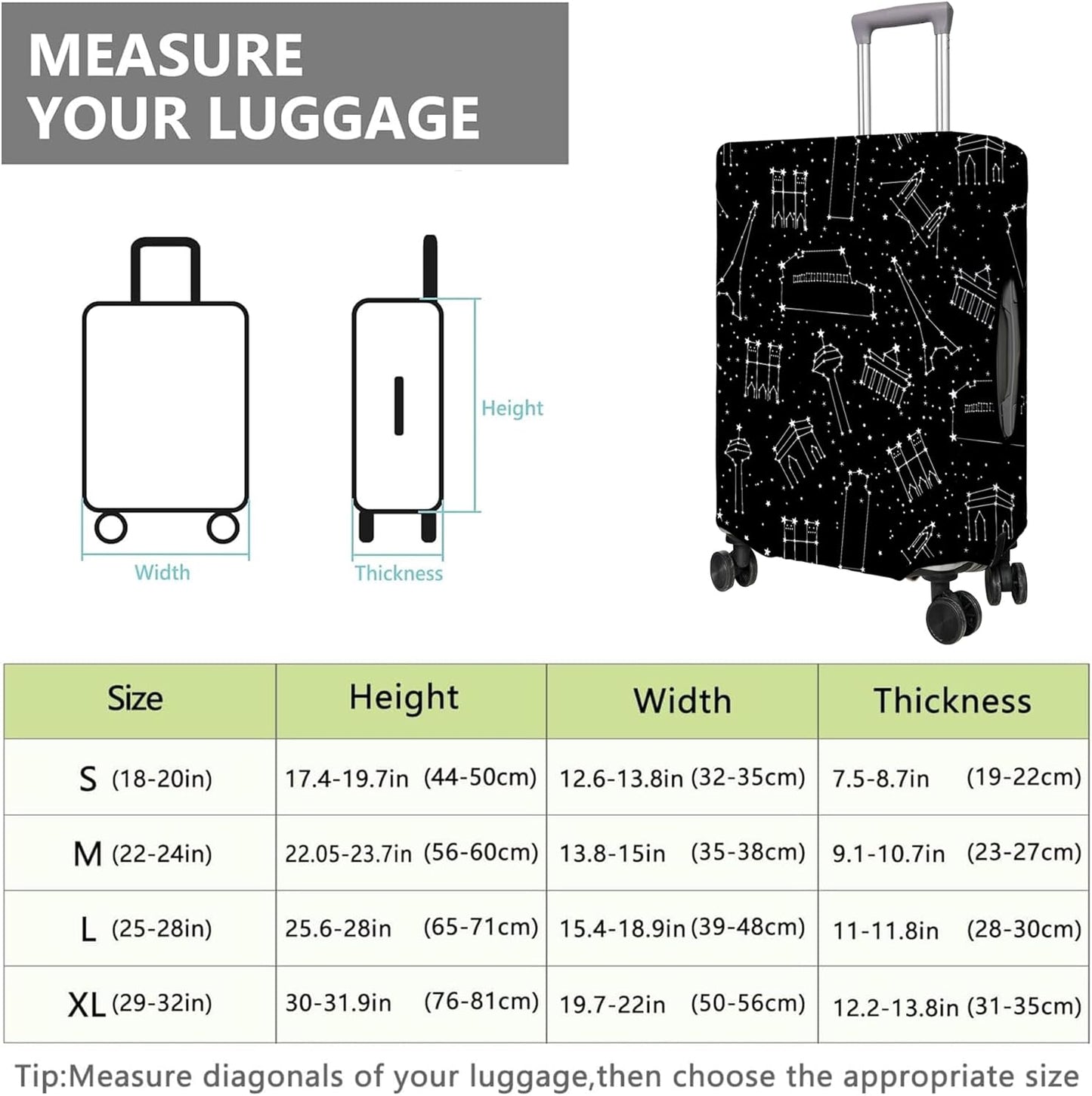 Travel Luggage Cover Suitcase Protector Fits 18-32 Inch Wheel Covers PatternedTravel Related Items Flower Luggage Protector Elastic S