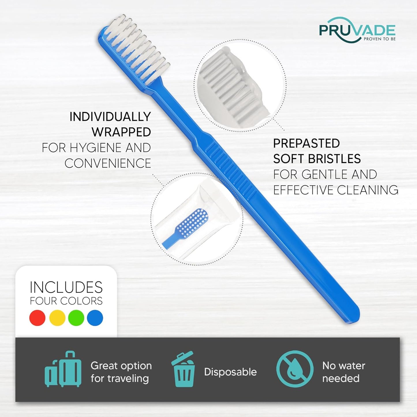 36 Pack Disposable Toothbrushes with Toothpaste, Built In - Prepasted Toothbrushes Individually Wrapped | Single Use Waterless Tooth Brush with Soft Bristles for Airbnb, Hotel, Camping, Travel