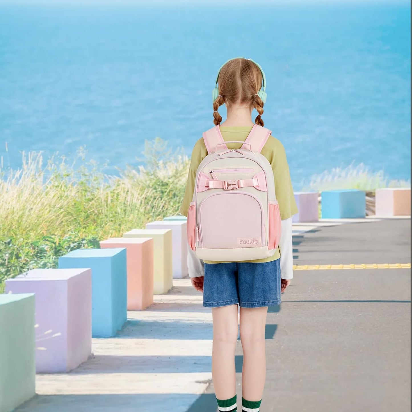 Lightweight Small Backpack for Kids Kindergarten Preschool Backpacks for Girls Ages 2-4-6 (Pink Cream)