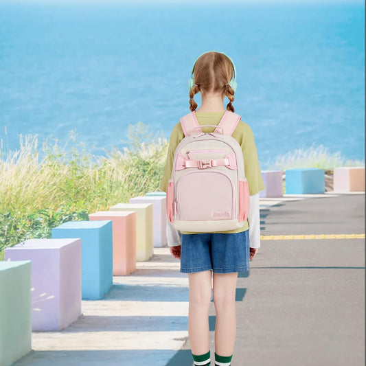 Lightweight Small Backpack for Kids Kindergarten Preschool Backpacks for Girls Ages 2-4-6 (Pink Cream)