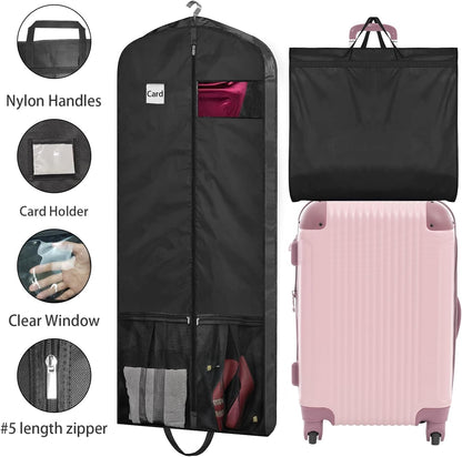 Dress Bags for Gowns Long, 65" Dress Garment Bags for Hanging Clothes, Dress Bags for Closet Storage and Traveling, Foldable Dress Cover