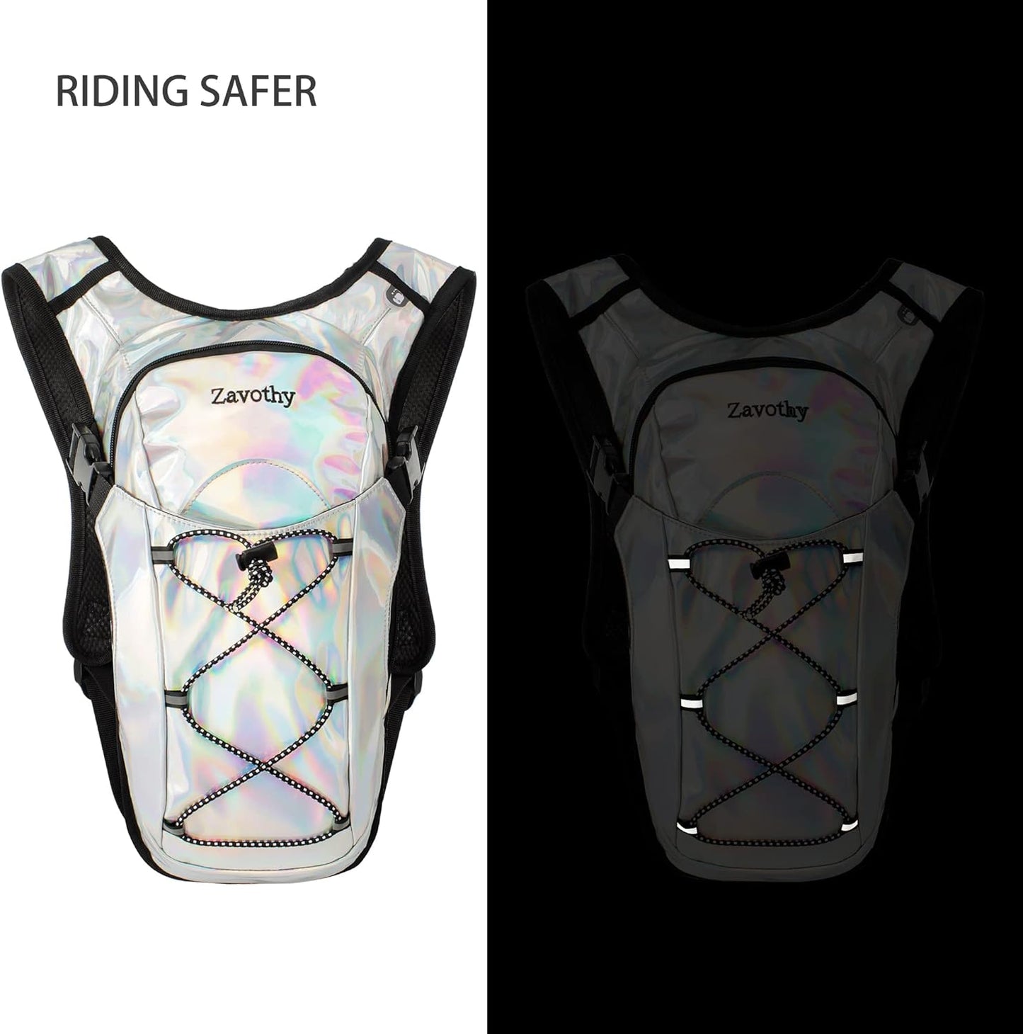 Reflective Hydration Backpack, Hydration Pack - Water Backpack with 2L/3L Hydration Bladder, Essential for Festivals - Rave Hydration Pack for Hiking, Running, Cycling, and Festivals