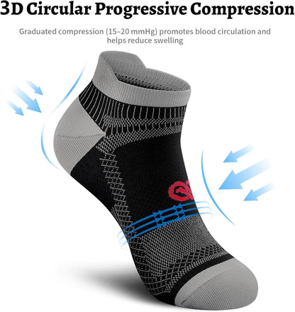 PAPLUS Ankle Compression Sock for Men and Women 2/4/6 Pairs, Low Cut Compression Running Sock with Ankle Support
