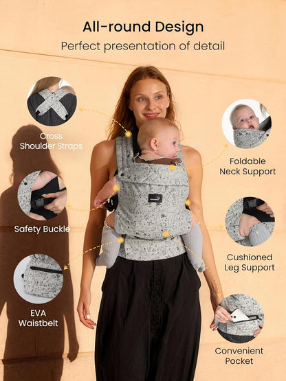 GROWNSY Baby Carrier Newborns to Toddlers, Ergonomic Baby Toddler Carrier Wraps with Head Support, Easy to Wear, Infant Carrier Baby Gift, Travel and Hiking Friendly, 7 to 44 lb (Animal)