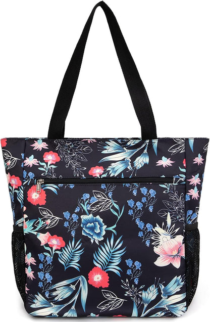 ETidy Large Capacity Foldable Tote Bag With Zipper Water-resistant SandproofWomen Beach Bag Handbag GymBag Travel ShoppingBag