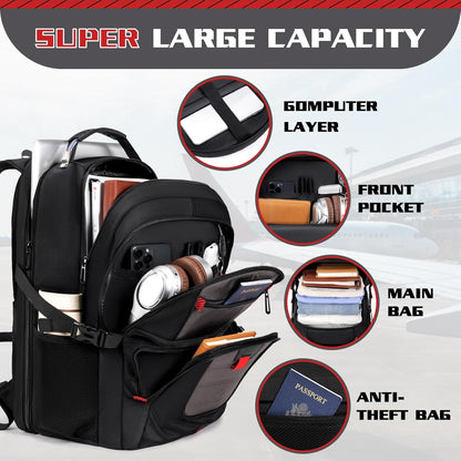 Extra Large Backpack, Travel Backpack, 17.3 Laptop In for Men, Extra Sturdy TSA Friendly with USB Port College School Rucksack Bag Gifts for Him Men Women, Grey