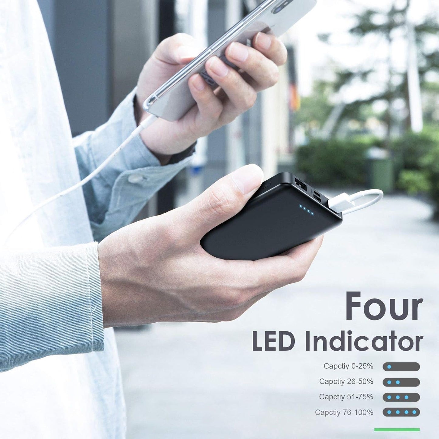 [2 Pack]Portable Charger Power Bank 10000mAh,Ultra Slim Portable Phone Charger with USB C Input & 2 Output Backup Charging External Battery Pack Compatible with iPhone 16/15/14/13/12,Android Phone etc