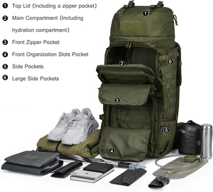 Mardingtop 75L Molle Hiking Internal Frame Backpacks with Rain Cover for Camping,Backpacking,Travelling