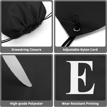 ZOMFELT 6Pcs Drawstring Backpack Drawstring Gym Bags, Foldable Draw String Backpack with Multiple Colors and Letters, Lightweight Polyester Cinch Bag for Gift, Beach, Sports, Travel, Swim (Letter E)