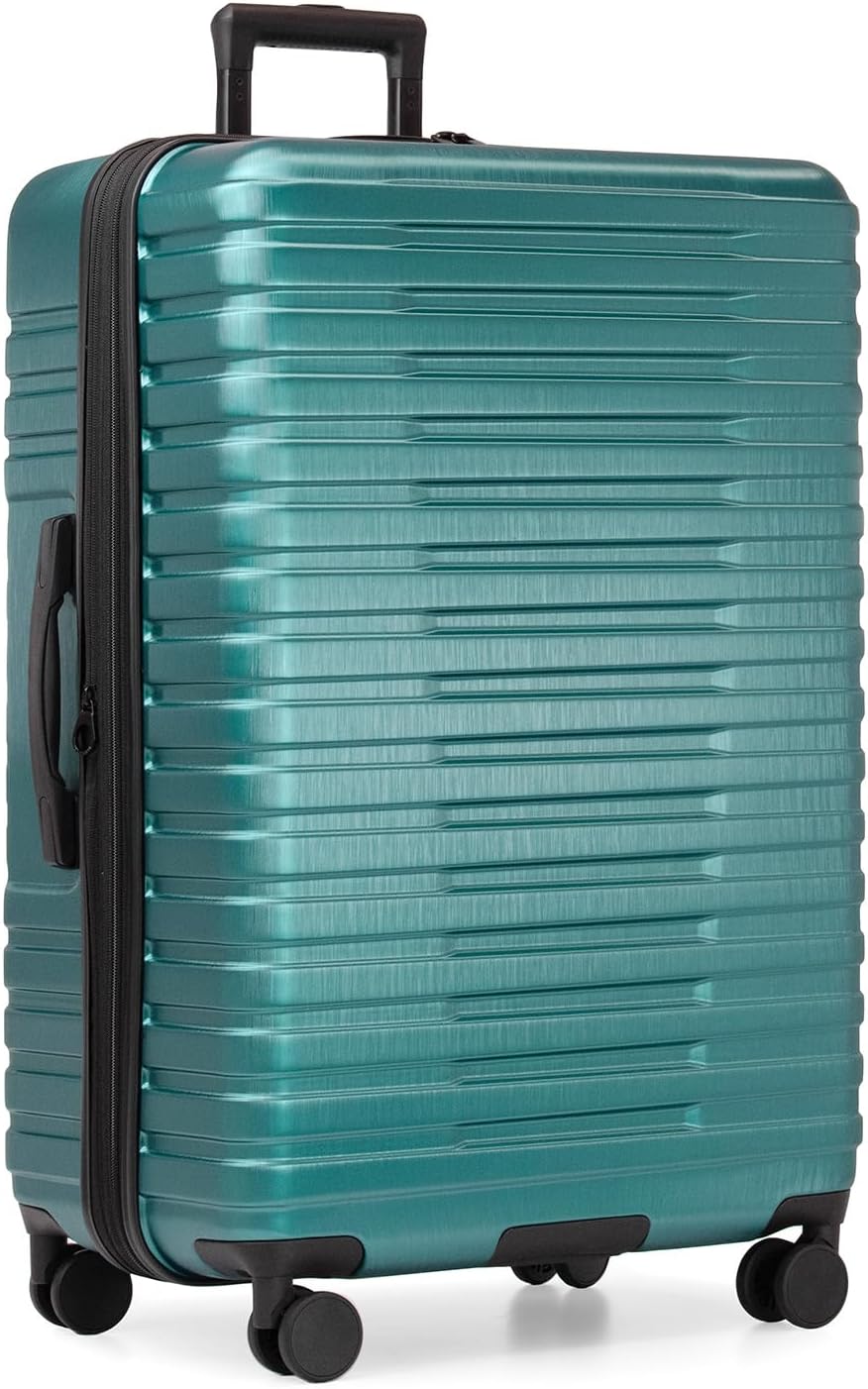 U.S. Traveler Boren Polycarbonate Hardside Rugged Travel Suitcase Luggage with 8 Spinner Wheels, Aluminum Handle, Teal, Checked-Large 30-Inch