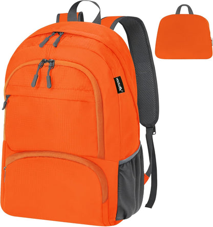 HOLYLUCK 20L lightweight packable Hiking Daypack Foldable Backpack for Men Women Small Travel Outdoor Foldable Shoulder Bag-orange