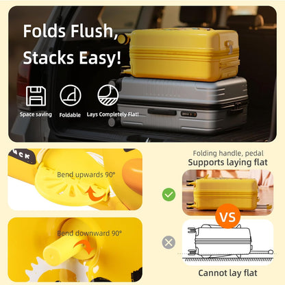 Kids' Lightweight Ride on Luggage with Spinner Wheels & Foldabe Design (Yellow Green Mint, 20"+ Aged 1-3 Toddler)