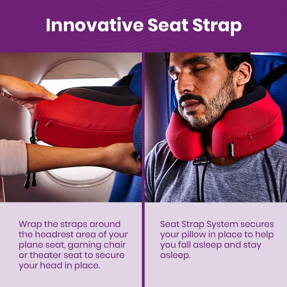 Cabeau Evolution S3 Travel Pillow – Straps to Airplane Seat – Ensures Your Head Won’t Fall Forward – Relax with Plush Memory Foam – Quick-Dry Fabric Keeps You Cool and Dry (Indigo)…