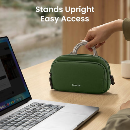 tomtoc Electronic Organizer Travel Case, Water Resistant Dual Compartment Tech Pouch Cable Organization Storage Bag for Charger, Cord, Phone, Hard Drive, Power Bank, Accessories Travel Essentials