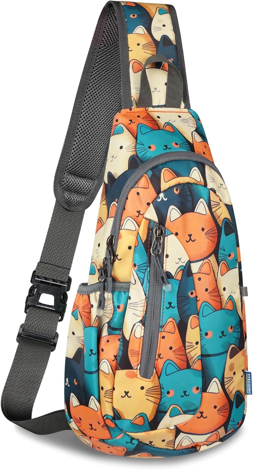 TITECOUGO Small Sling Bag, Lightweight Crossbody Backpack for Men Women, Shoulder Bag for Sports and Outdoor