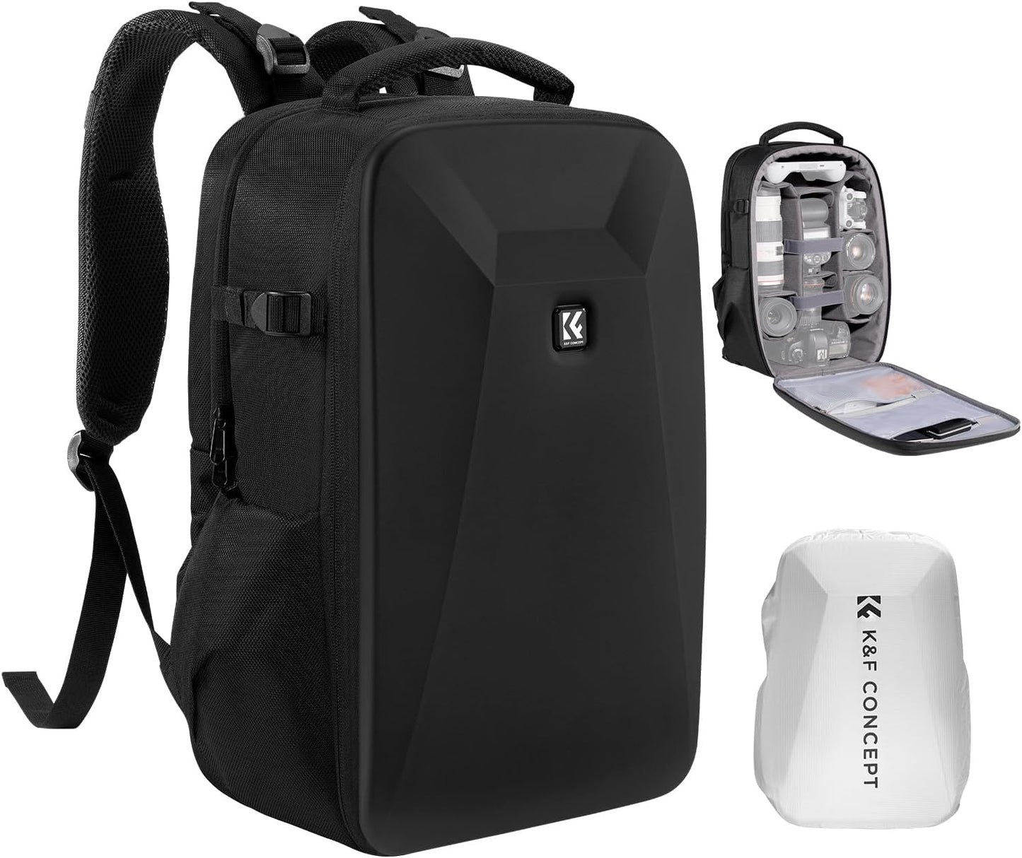 K&F Concept Camera Backpack,Hardshell Photography DSLR Camera Bag with 15-15.6 Inch Laptop Compartment Waterproof Hard Shell Camera Case Compatible with Canon/Nikon/Sony/DJI Mavic Drone