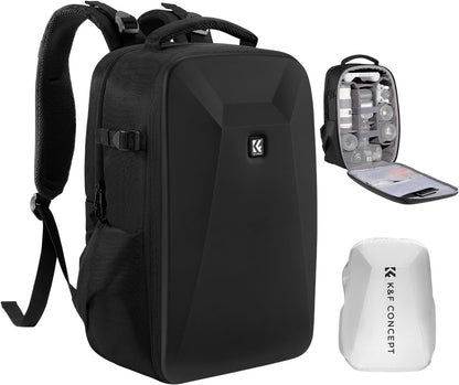 K&F Concept Camera Backpack,Hardshell Photography DSLR Camera Bag with 15-15.6 Inch Laptop Compartment Waterproof Hard Shell Camera Case Compatible with Canon/Nikon/Sony/DJI Mavic Drone
