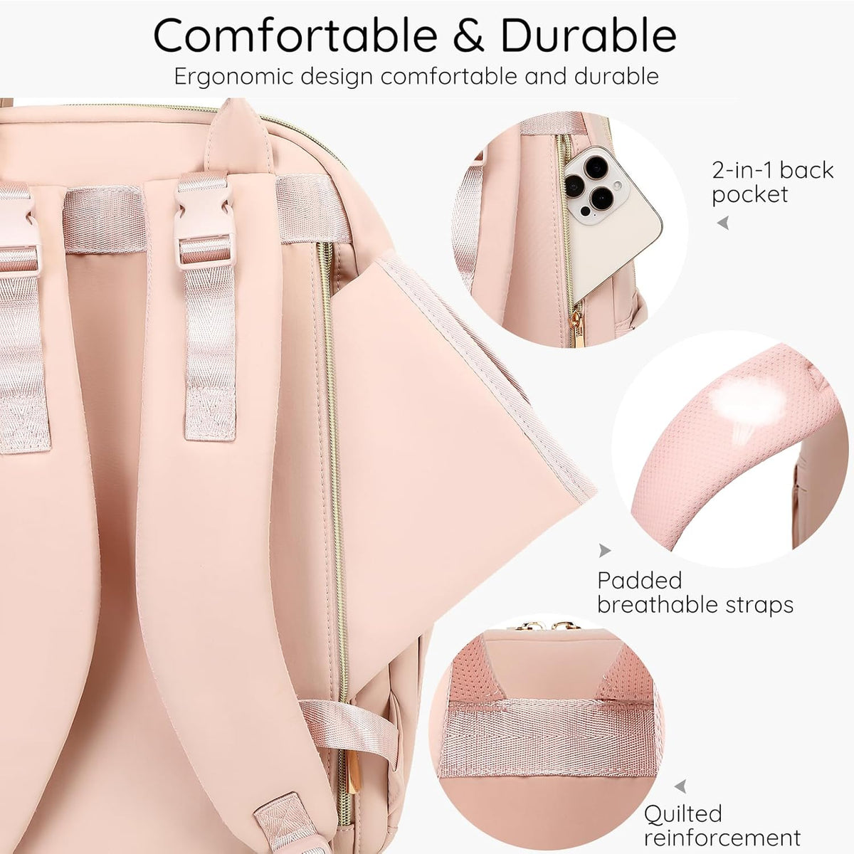 Diaper Bag Backpack - Large Multi functional, Boys, Girls & Baby Travel Essentials Tote with Changing Pad, Insulated Pockets, Stroller Straps, Waterproof - Baby Backpack for Mom & Maternity (Pink)