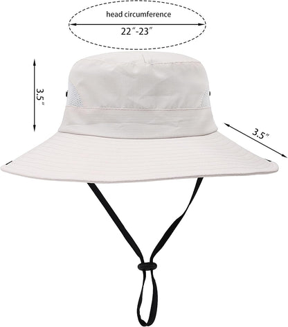 Womens Summer Sun Hat Beach Hat Wide Brim Outdoor UV Protection Hat Foldable Cool Mesh Ponytail Bucket Hat