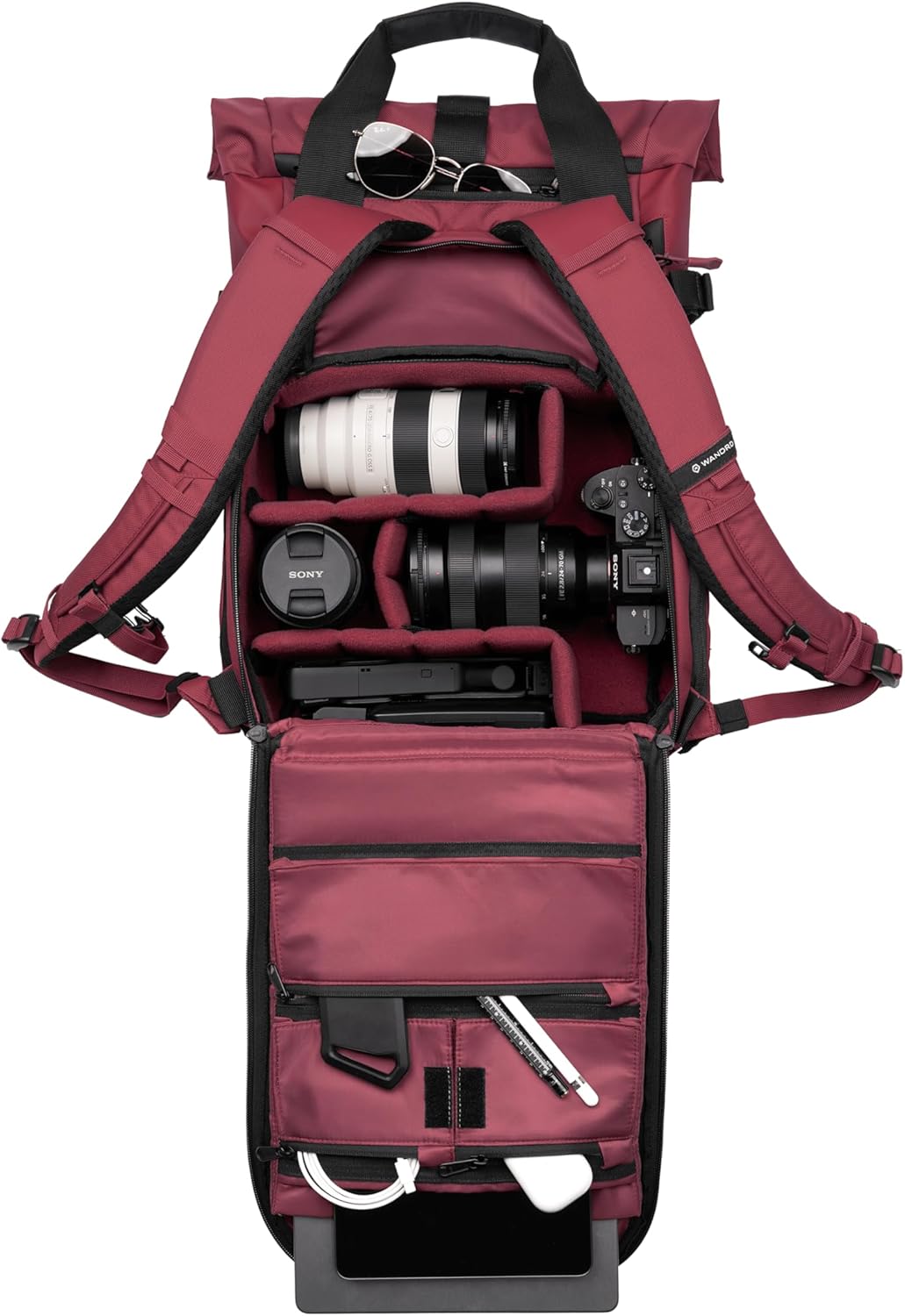 WANDRD All New PRVKE 15L V4 Camera Backpack: Built-In Camera Cube Travel Backpack with Quick Side Access, Rolltop Expansion, Clamshell Opening, Magnetic Tote Handles