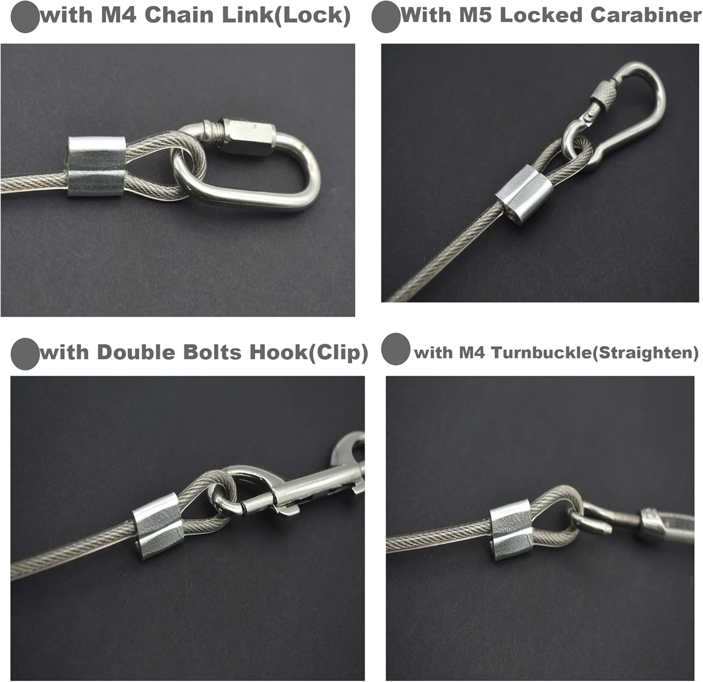 10 Pcs 4mm Wire 12 inch Vinyl Coated Stainless Steel Cable with Loops Short Wire Rope Lanyard Lock Security Chain Link for Outdoor Gates, Clear(4mm x 12inch)