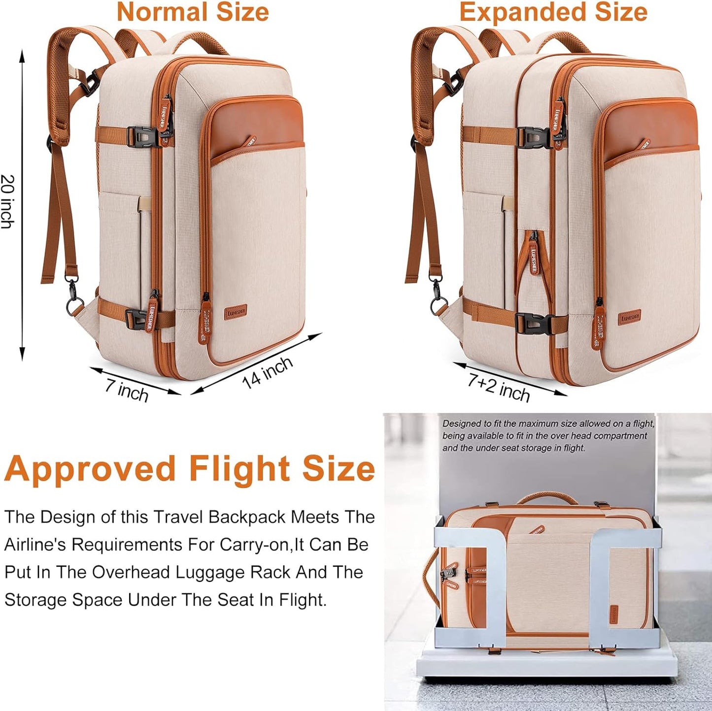 Travel Laptop Backpack,42L Carry on Luggage, Flight Approved Expandable Backpack,Business Anti Theft Weekender Bags for Women Men, Water Resistant Expandable Backpacks With 4 Packing Cubes