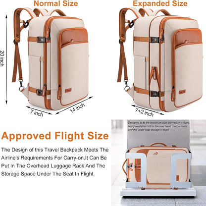 Travel Laptop Backpack,42L Carry on Luggage, Flight Approved Expandable Backpack,Business Anti Theft Weekender Bags for Women Men, Water Resistant Expandable Backpacks With 4 Packing Cubes